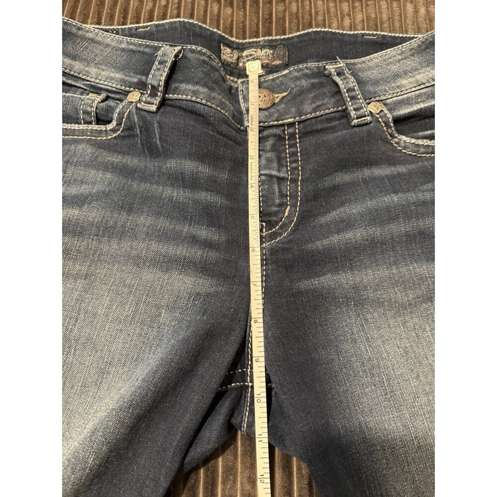Silver Jeans Suki Bermuda Jean Shorts Size W31 L11 Dark Wash/Faded - Picture 4 of 7